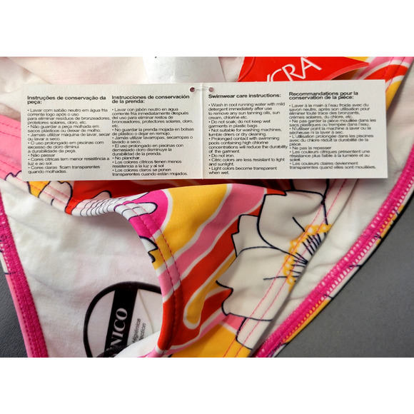 Cia Maritima Cheeky Bikini Bottom Womens M Retro Floral Swim Brazilian Ruched - Picture 7 of 13